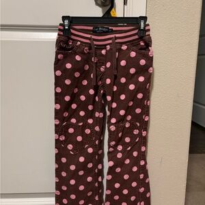 Mini Boden brown and Pink Polka Dot corduroy Pants